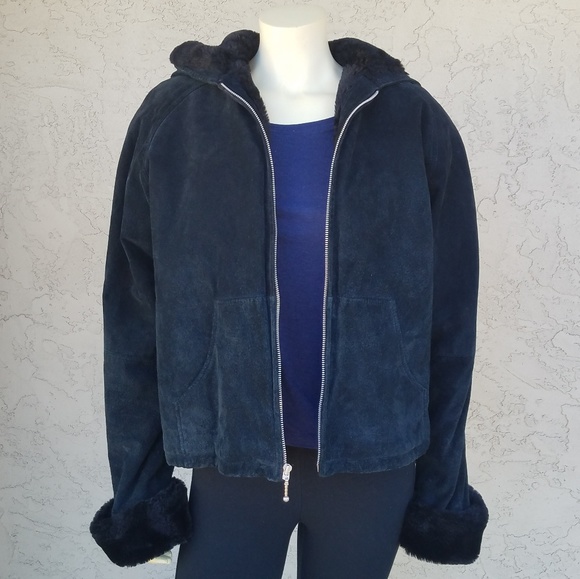 Wilsons Leather Jackets & Blazers - Wilson's Leather Suede & Faux Fur Jacket